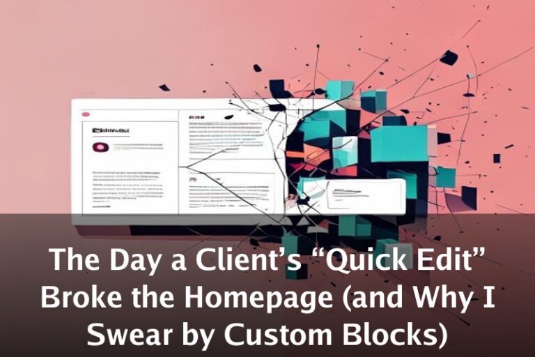 The Day a Client’s “Quick Edit” Broke the Homepage (and Why I Swear by Custom Blocks)
